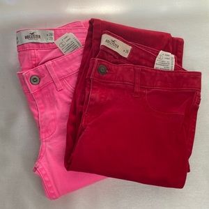 Hollister California skinny jeans lot hot pink deep red W 26 L 29